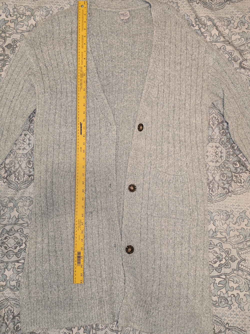 Teal, Light Gray Ribbed Open Front Long Cardigan 2X